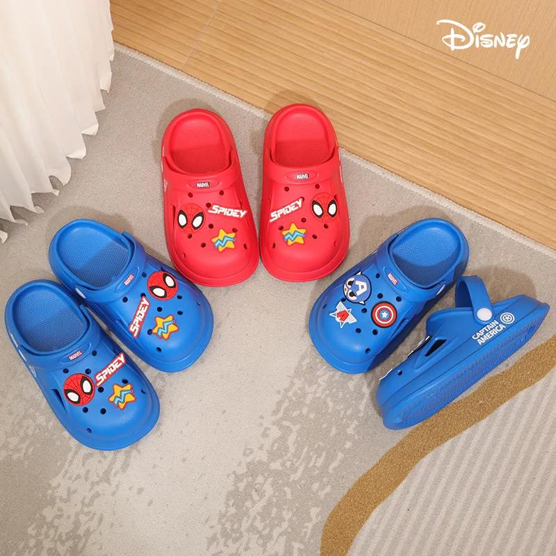 Disney Children\'s Sandals Cartoon Spiderman Boys Slippers Kids Soft Bottom Home Shoes Anti-slip Waterproof Sandals for 1-6Y