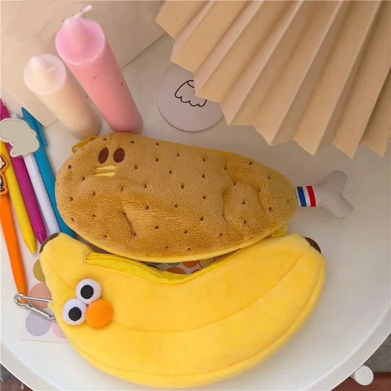 AIAI Creatives novedad cara divertida simulación comida fruta personaje ropa de peluche suave caja de lápices