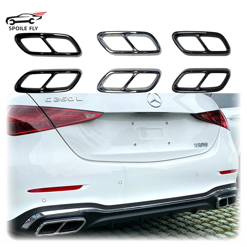 

2 Pcs 2020 To Up For Mercedes Benz C Class W206 C200 C260 C300 Rear Exhaust Muffler Tail Pipe Cover Trim Tail Bumper Styling