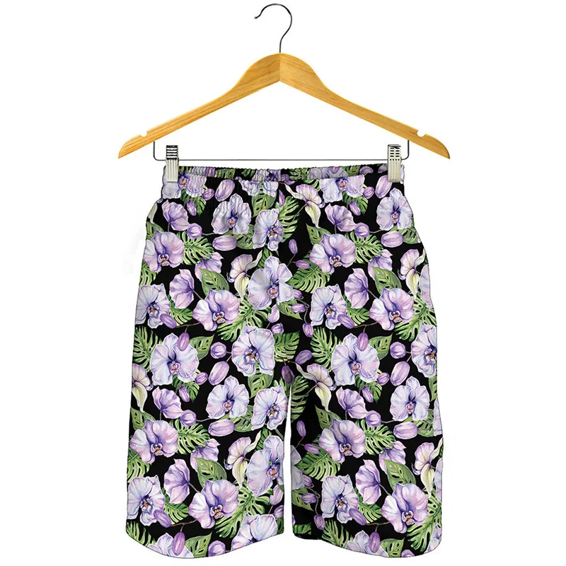 Pantaloncini da spiaggia con grafica tropicale Cattleya pantaloncini da bagno hawaiani floreali stampati in 3D pantaloncini da surf estivi da uomo pantaloncini larghi da strada