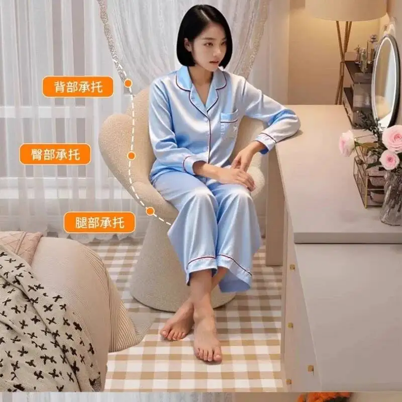 end Chair High Cream Makeup Style Home Sillas De Comedor FYMC Nordic Creative 360 degree Rotating Petal Chair Modern Bedroom