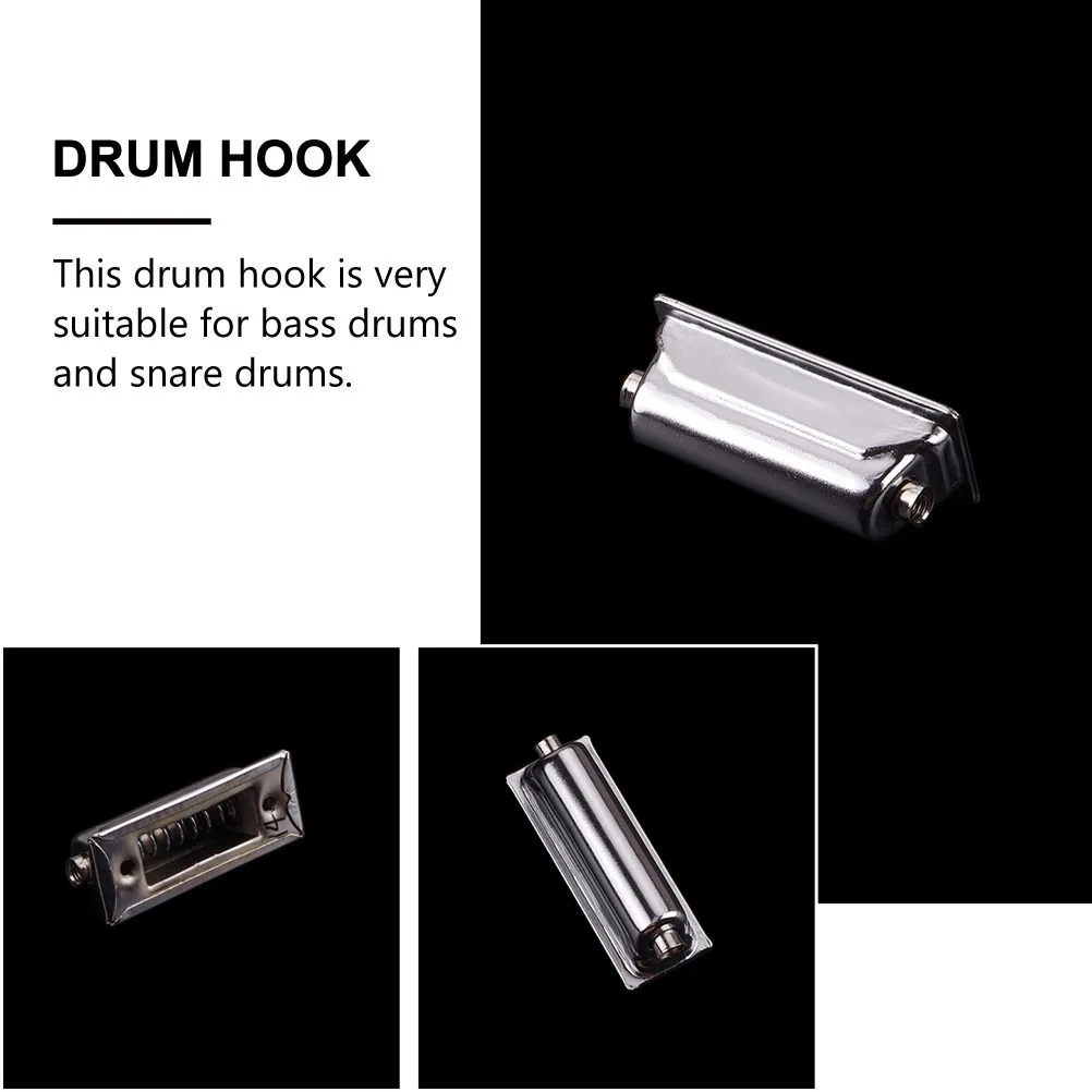 

2 Pcs Hooks Metal Double-end Double-End Lug Accessories Silver Connector Bass Drum Hook Drum Parts Replacement Hardware