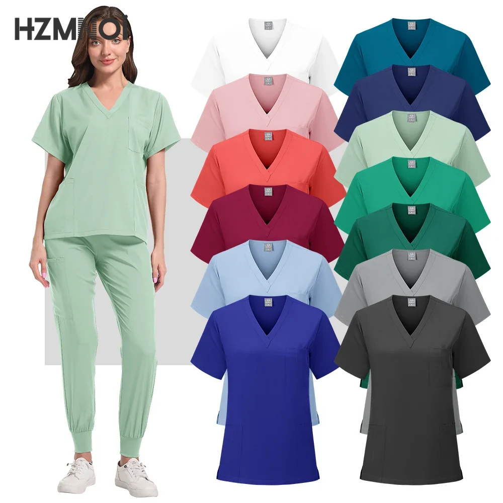 Surgical Uniforms Woman Scrub Set Medical Nurse Beauty Salon Workwear Clinical Scrubs Top Pants Spa Doctor Nursing Clinical Suit