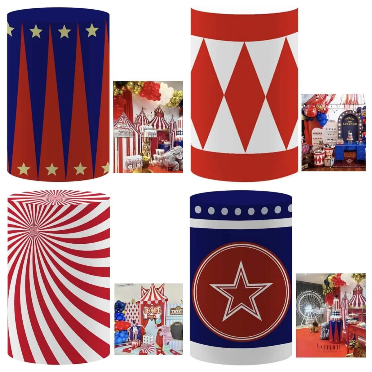 Circus Theme Birthday Party Cylinder Fabric Covers Spandex Baby Shower Birthday Party Decor Cylinder Pillar Plinth Cover Props