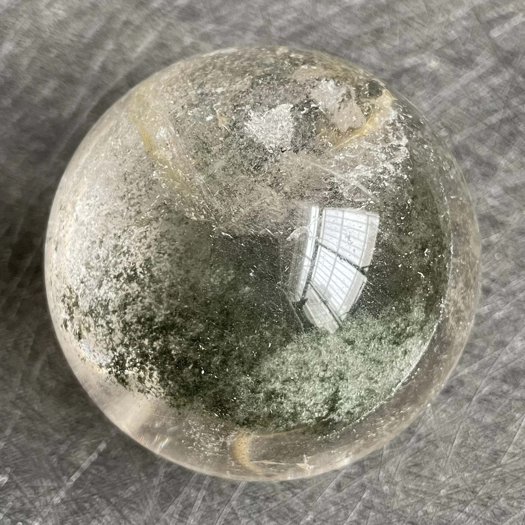 

280g Natural Green Phantom Sphere Decoration Polished Quartz Crystal Ball Reiki Healing