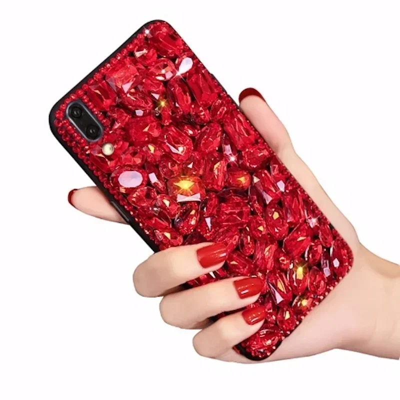 S22 Ultra Glas Dicke Strass Fall Für Samsung Galaxy S21 S20 Plus A51 A71 Hinweis 10 lite A20S Abdeckung Bling Telefon Gehäuse