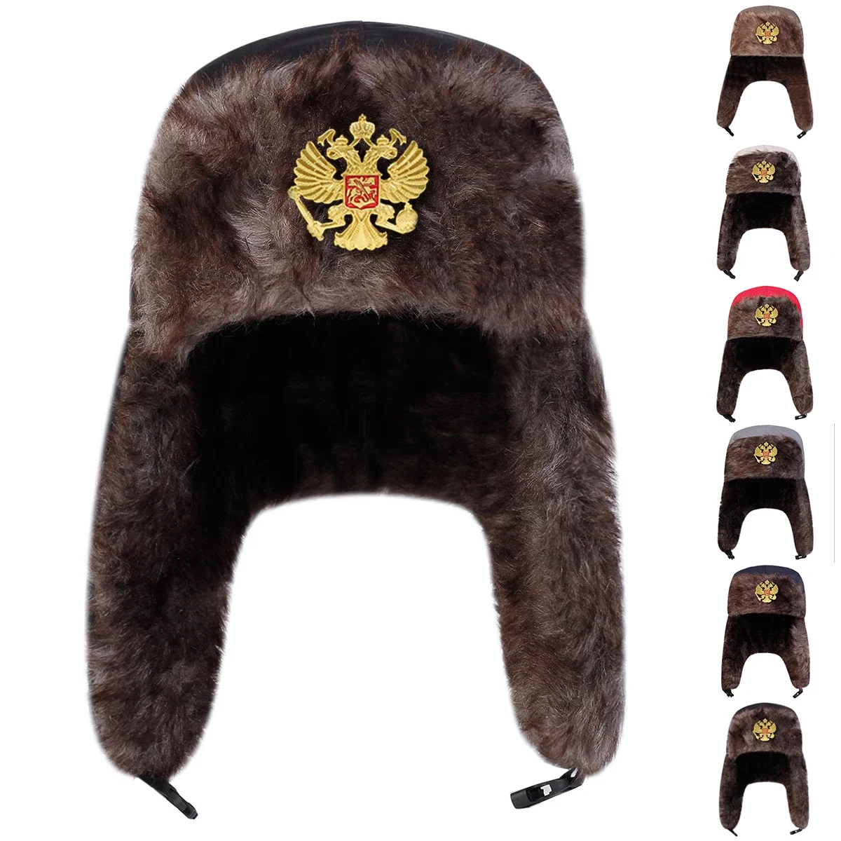 Unisex Doppelköpfiger Adler Lei Feng Mütze Winter Ohrenklappe Mütze Wärmehaltende Skimütze Bombermütze für Outdoor-Aktivitäten und Schnee-Sportarten