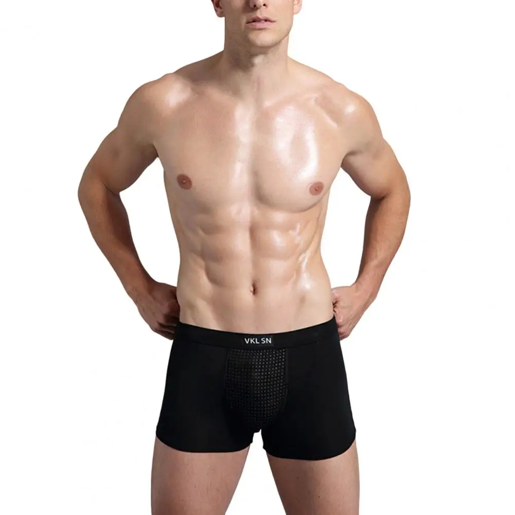 Men Boxers Sweat Absorption U Convex Magnetic Physiological Underwear Massage Solid Color Plus Size Men Underpants Inner Wear