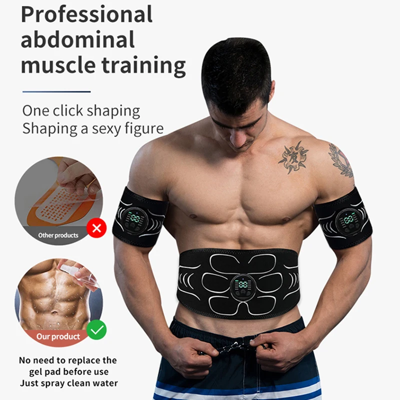 EMS Muskelstimulator Abs Trainer Bauchmuskeltoner Elektronische Toning Gürtel Fitness Massage Schlankheitsgerät USB Aufladen – Detail 3