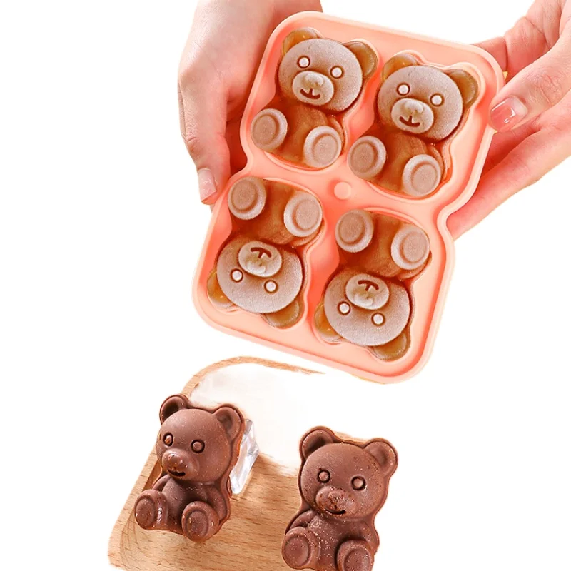 Bear Soft Silicone Internet Celebrity Ice Making Abrasive Cute Easy Demoulding Creative Ice Grid Coffee Milk Tea Ice Mold