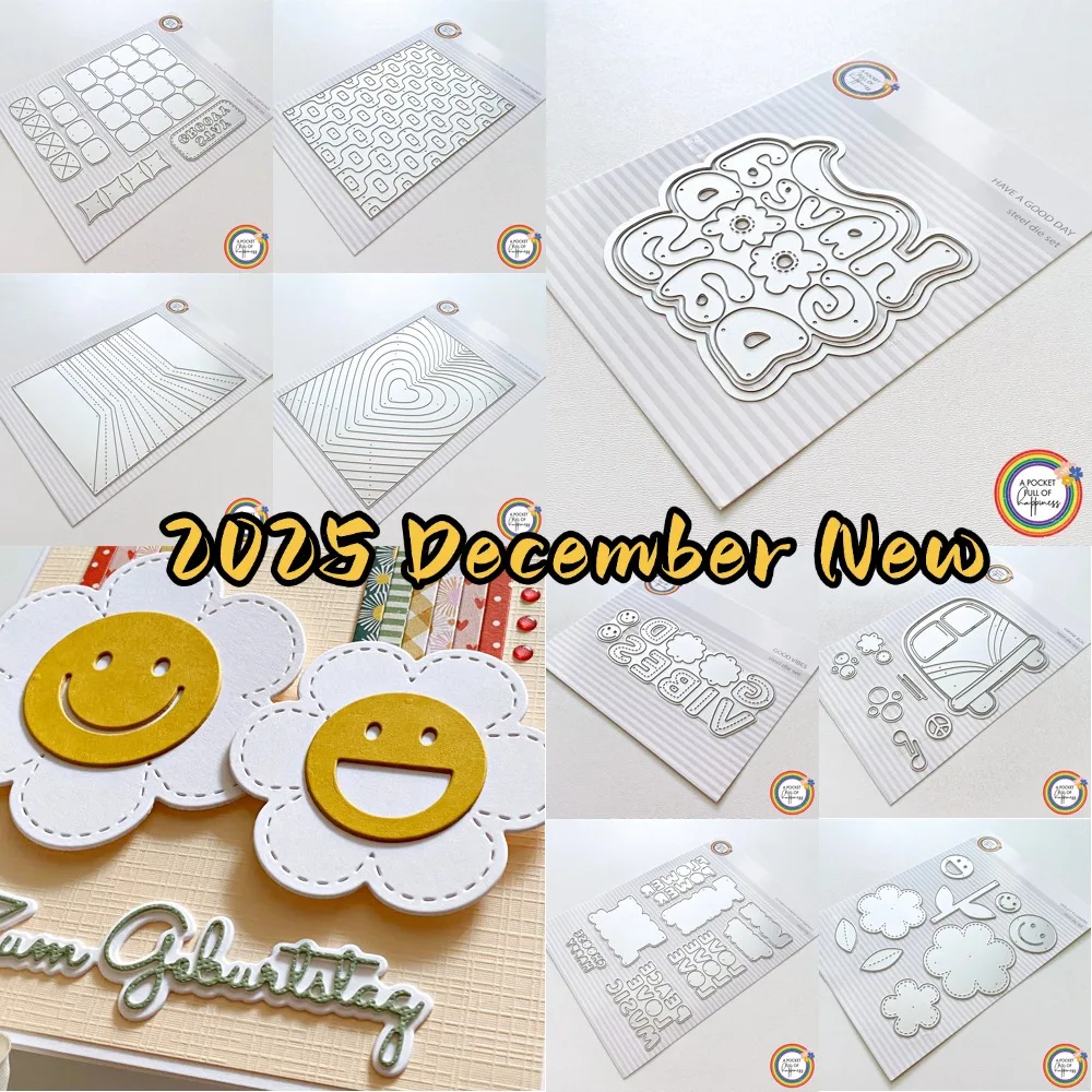 Juego de troqueles Have a Good Day, troquelado de metal, moldes para troqueles DIY, papel para álbum de recortes, manualidades, troquel grande hecho a mano para nuevo de 2025