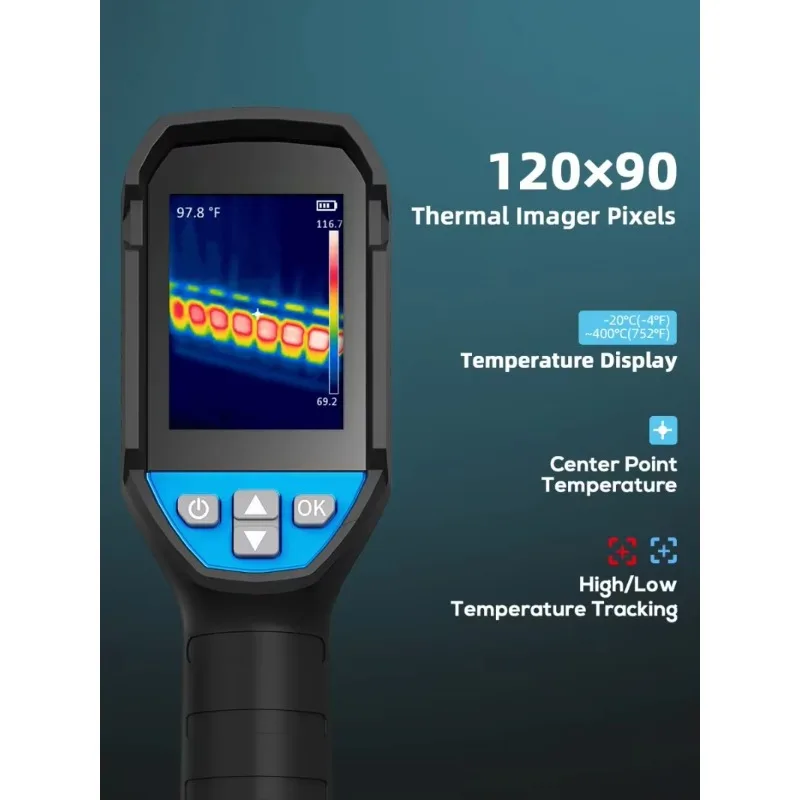 ACEGMET TR120E Thermal Imaging Camera, 120 x 90 IR Resolution Handheld Thermal Camera 10800 Pixels, 25 Hz Refresh Rate