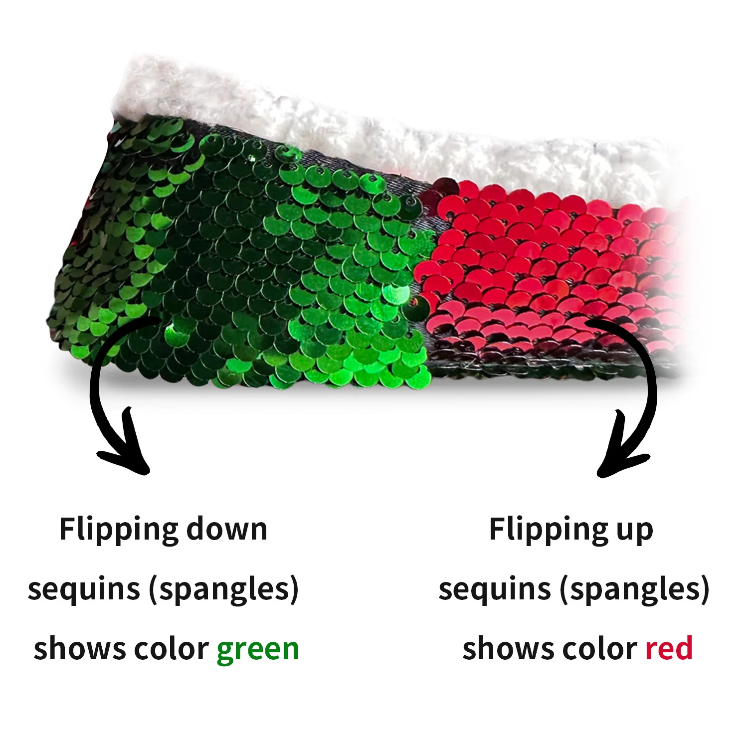 Womens Sequins Ballerina Ballet Flats, Paillettes Spangles Decor Indoor Slip On Shoes, 2 Reversible Colors Red & Green