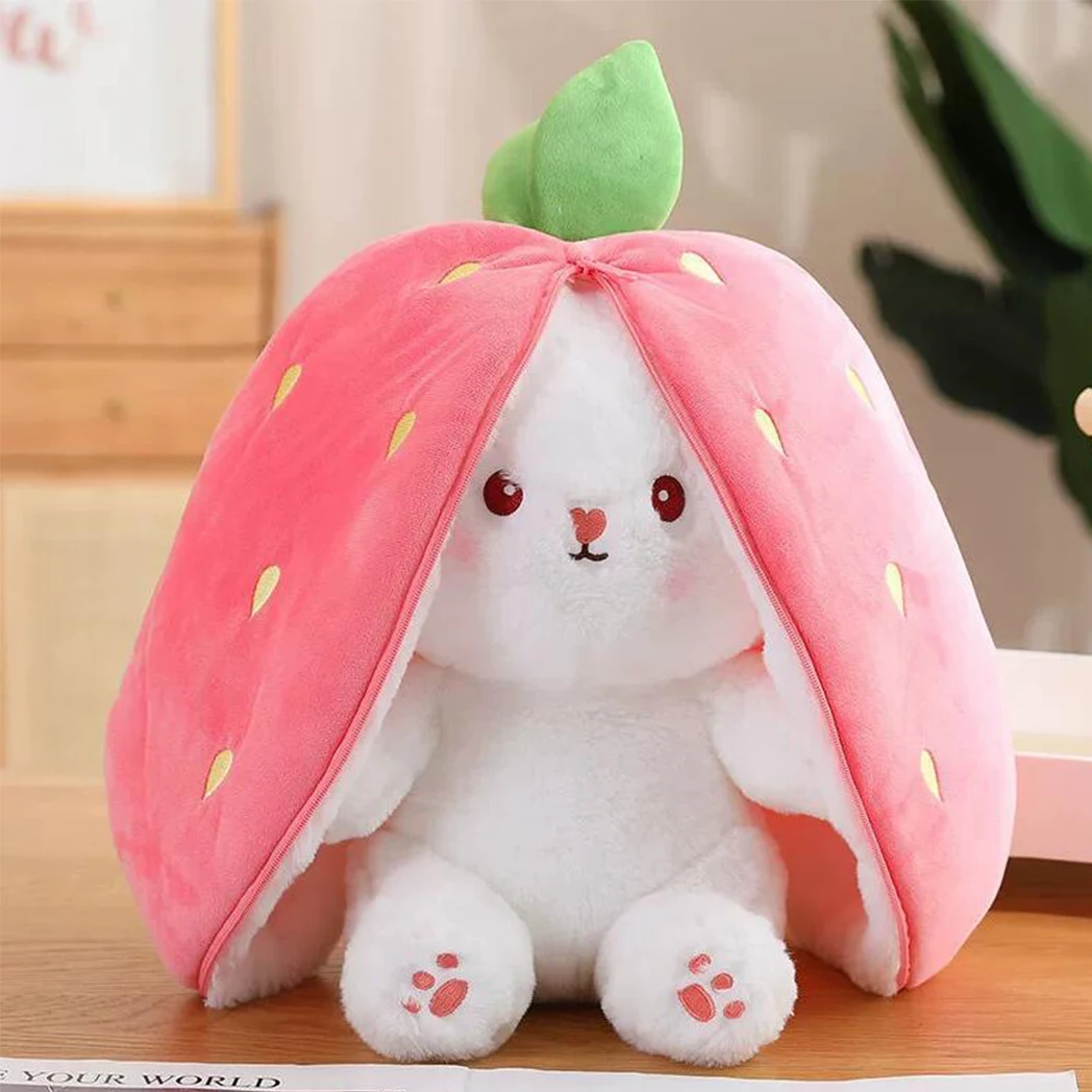 18cm/25cm/35cm bonito deformado coelho brinquedo de pelúcia morango cenoura estilo delicado e macio presente de aniversário da criança companheiro de dormir