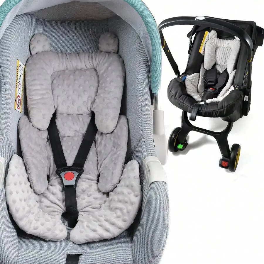 1PC 3in1 Reversible Carseat Head Body Support Newborn,3D Minnky Infant Car Seat Insert,Extra Soft Breathable Baby Car Seat Cushi
