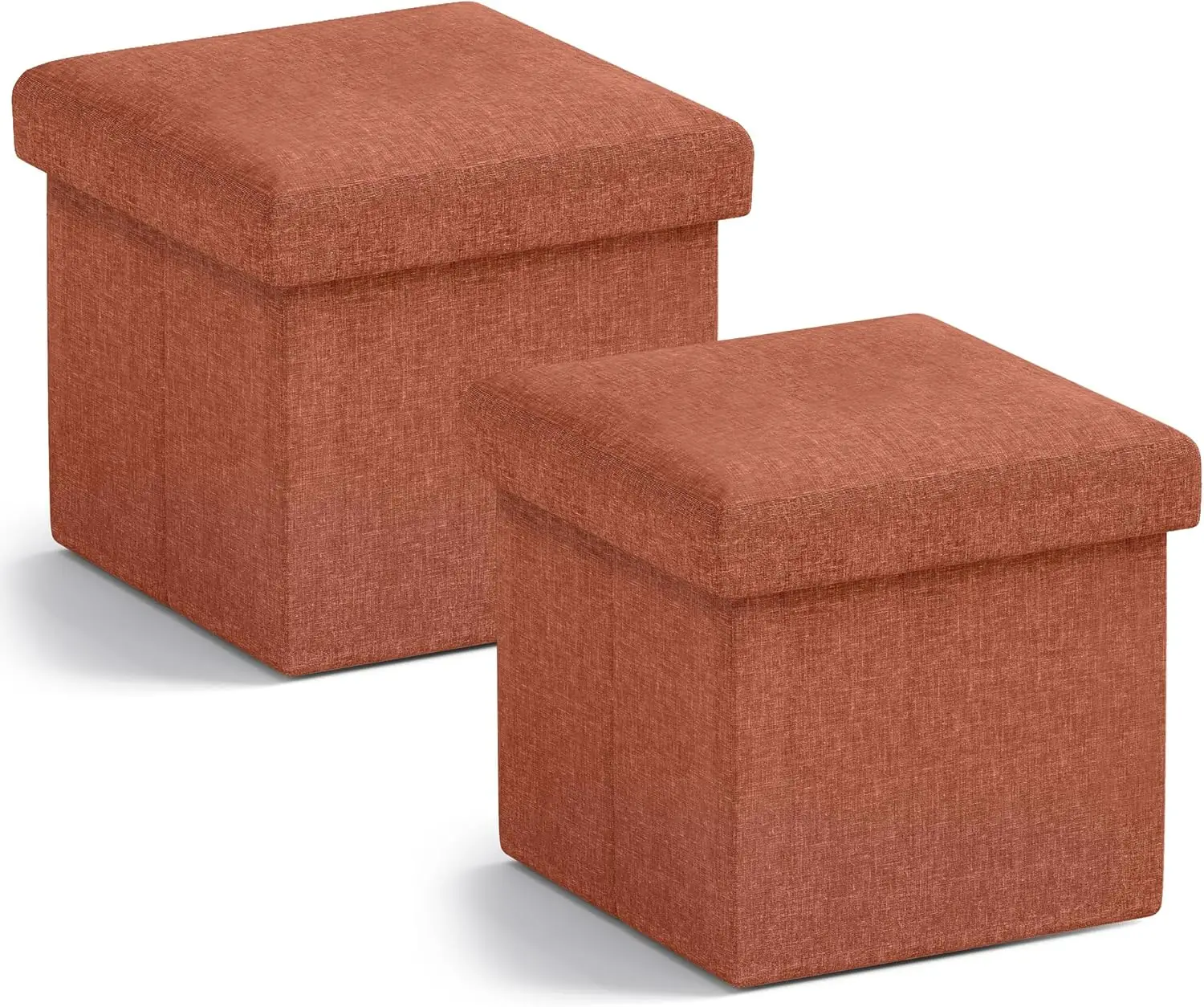 

Small Storage Ottoman, Set Of 2 Foldable Collapsible Cube Square Linen Ottoman Foot Rest Stool Seat, For Living Room, Bedroom,