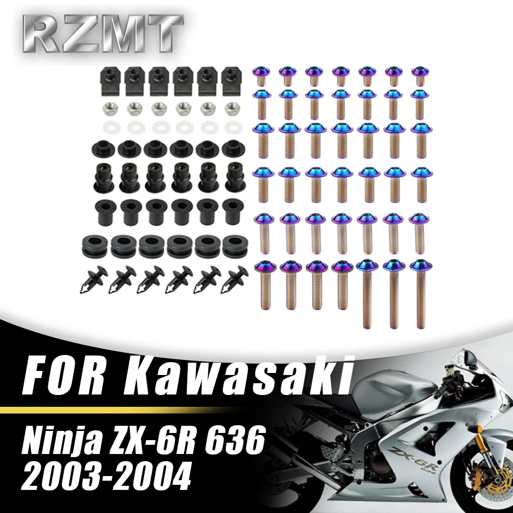 For KAWASAKI NINJA ZX-6R 636 2003-2004 Motorcycle Stainless Complete Bodywork Fairing Bolt Kit Screws Clip