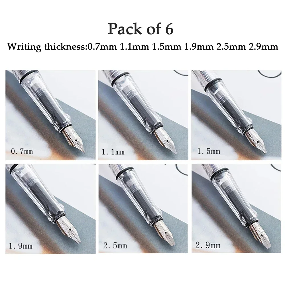 7 Pcs/pack Pen Simple Fountain Signing for Calligraphy 0.7-3mm Portable Reusable Pens Office Business Writing Pen Stationery