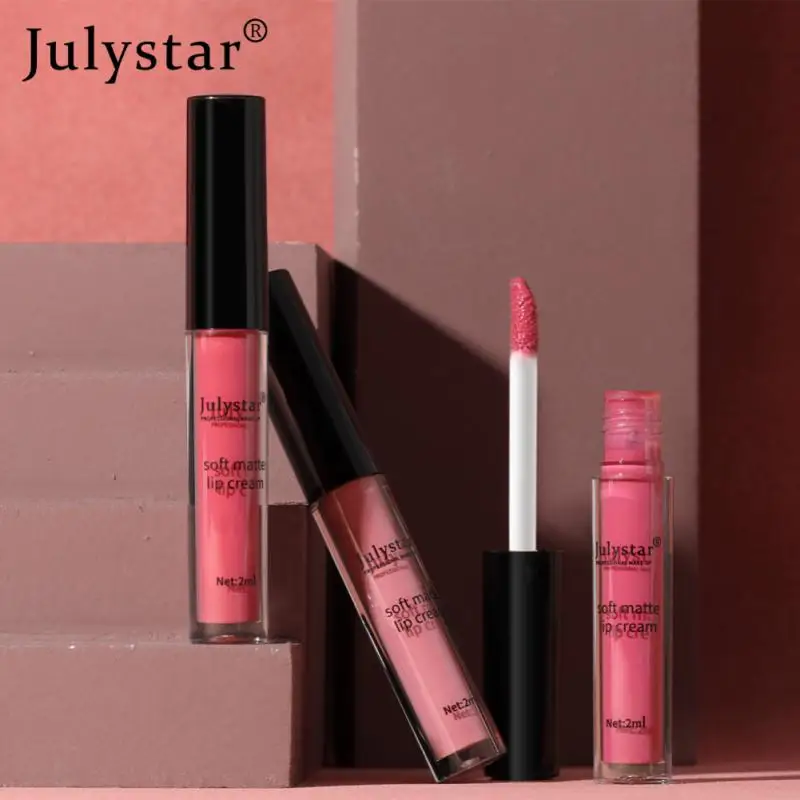 Julystar 18 Color Lipstick Matte Waterproof And Long-lasting Nude Lip Gloss Moisturizer Nonstick Cup Lip Tint Beauty Cosmetics