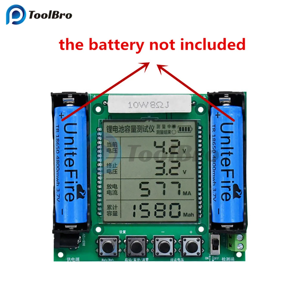 LCD Digital 18650 Lithium Battery Capacity Tester Voltage Current Meter Voltmeter Ammeter Discharge Current Monitor Detector