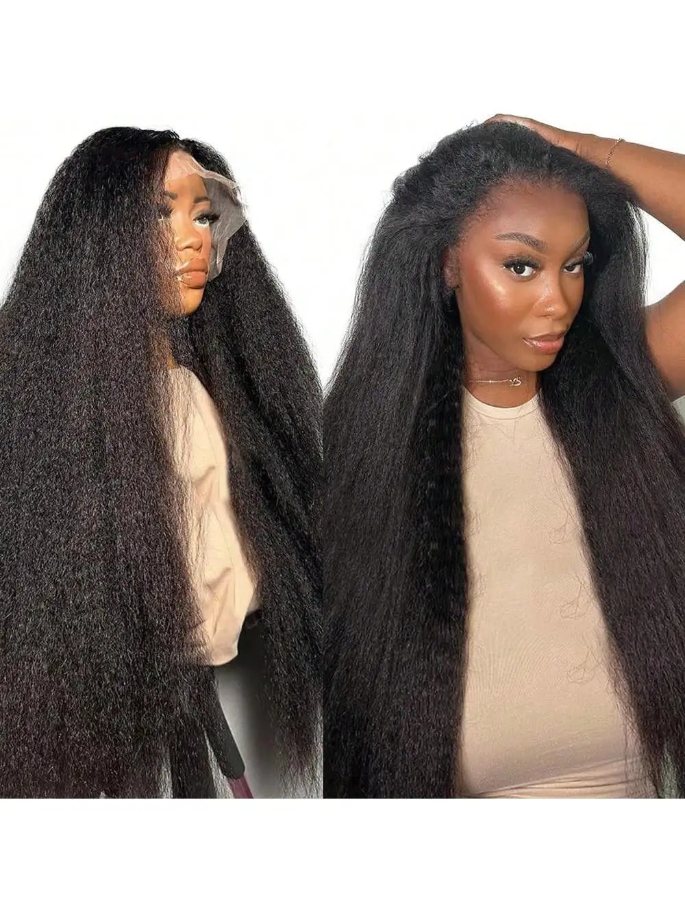 

Накладные парики из натуральных волос Kinky Straight 13x4 HD Lace Front, предварительно прорезанные и подготовленные, плотность 250%, с кудрявыми детскими волосами