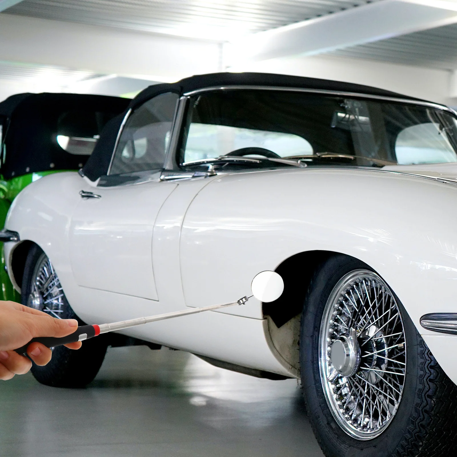 

2Pcs Auto Inspection Mirror Telescoping Flexible Handle Bendable 360 Swivel Round Vehicle Inspection Narrow Spaces