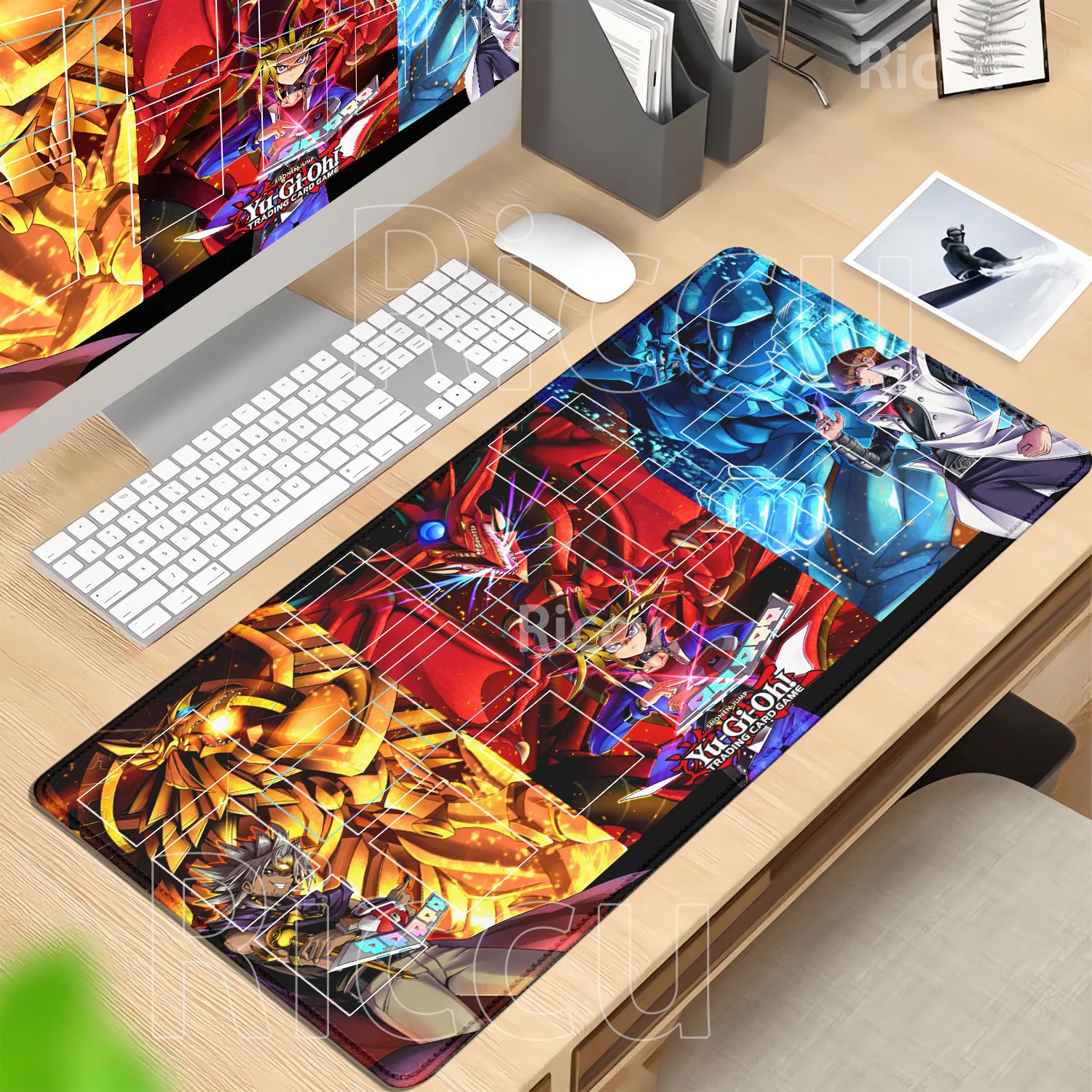 Image of Spielmatte Yu-Gi-Oh! Kartenspiel-Matte 600x350mm mit Genähtem Rand Brettspiel HD-Druck Zubehör Mauspad Sammelkarten Gaming Schreibtischunterlage