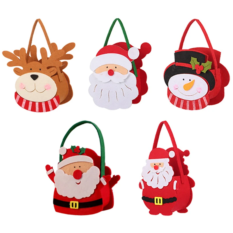 Felt Christmas Gift Bag Creative Santa Claus Sack ของขวัญนําเสนอกระเป๋า Christmas Tree Candy กระเป๋าของขวัญ Xmas Decor