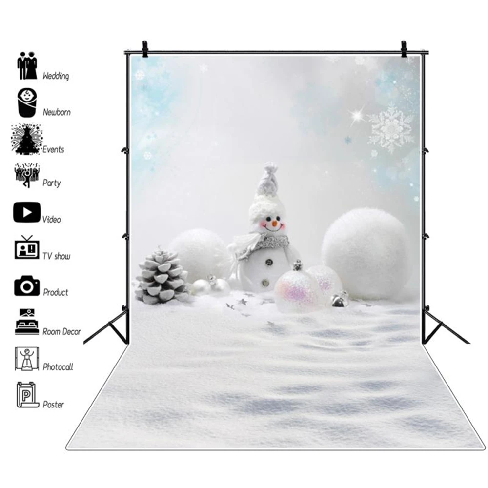 Winter Photography Backdrop Snow Trees Wood Floor Snowfield Baby Kids Portrait Family Photo Background Decor Poster Photo Studio