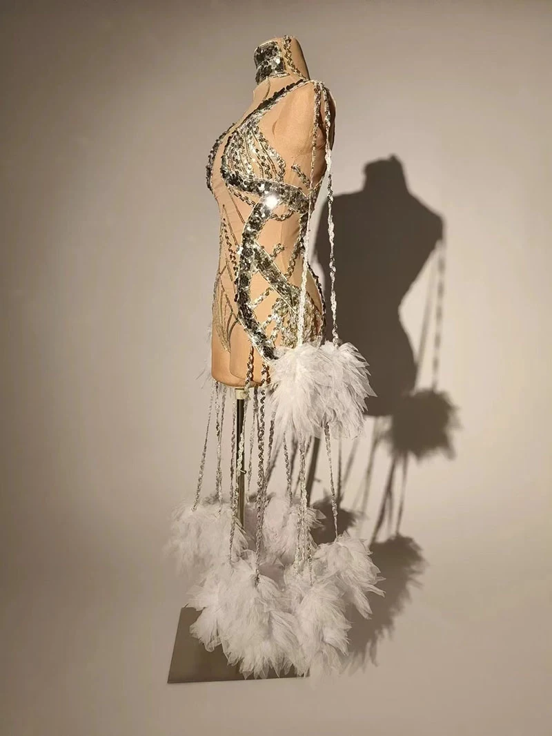 Body cekinowe z frędzlami, strój do tańca Gogo, damski kostium do tańca jazzowego, strój drag queen, ubranie na imprezę rave VDB7606