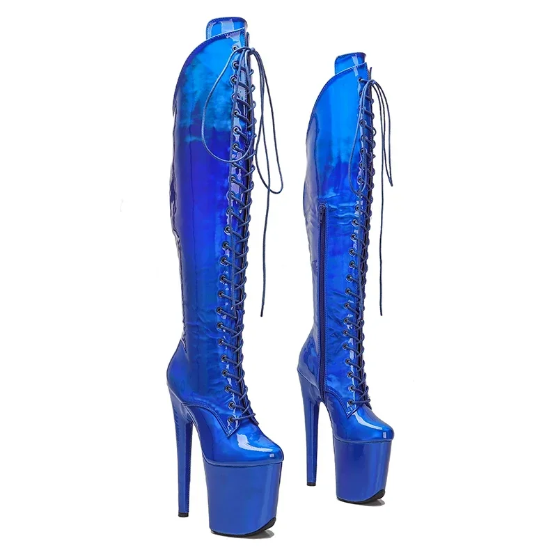 Leecabe 20 cm/8 Zoll Pole Dance Schuhe High Heel Plateaustiefel geschlossene Zehen Pole Dance Stiefel