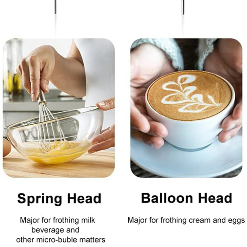 Handheld Electric Milk Frother Egg Beater Frother Foamer with USB Charger Cake Tool for Coffee Latte Kitchen Mixer