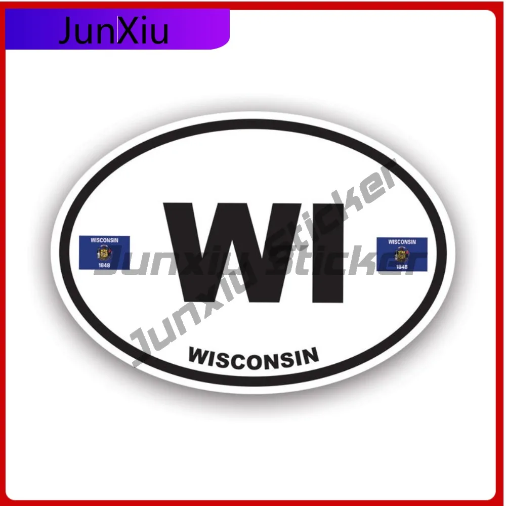 

Unique 3d Wisconsin Flag Oval Sticker Uv Protected Decalswi Euro Car Decal Anti Scratch Outdoor Works On Suitcase