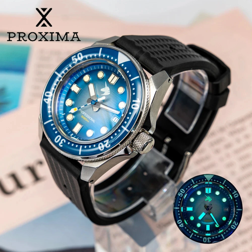 Proxima UD1688-ZXB Diver Aluminum 7000 Mechanical Men Watches Automatic NH35 Movement Rubber Strap Sapphire Bezel Sports