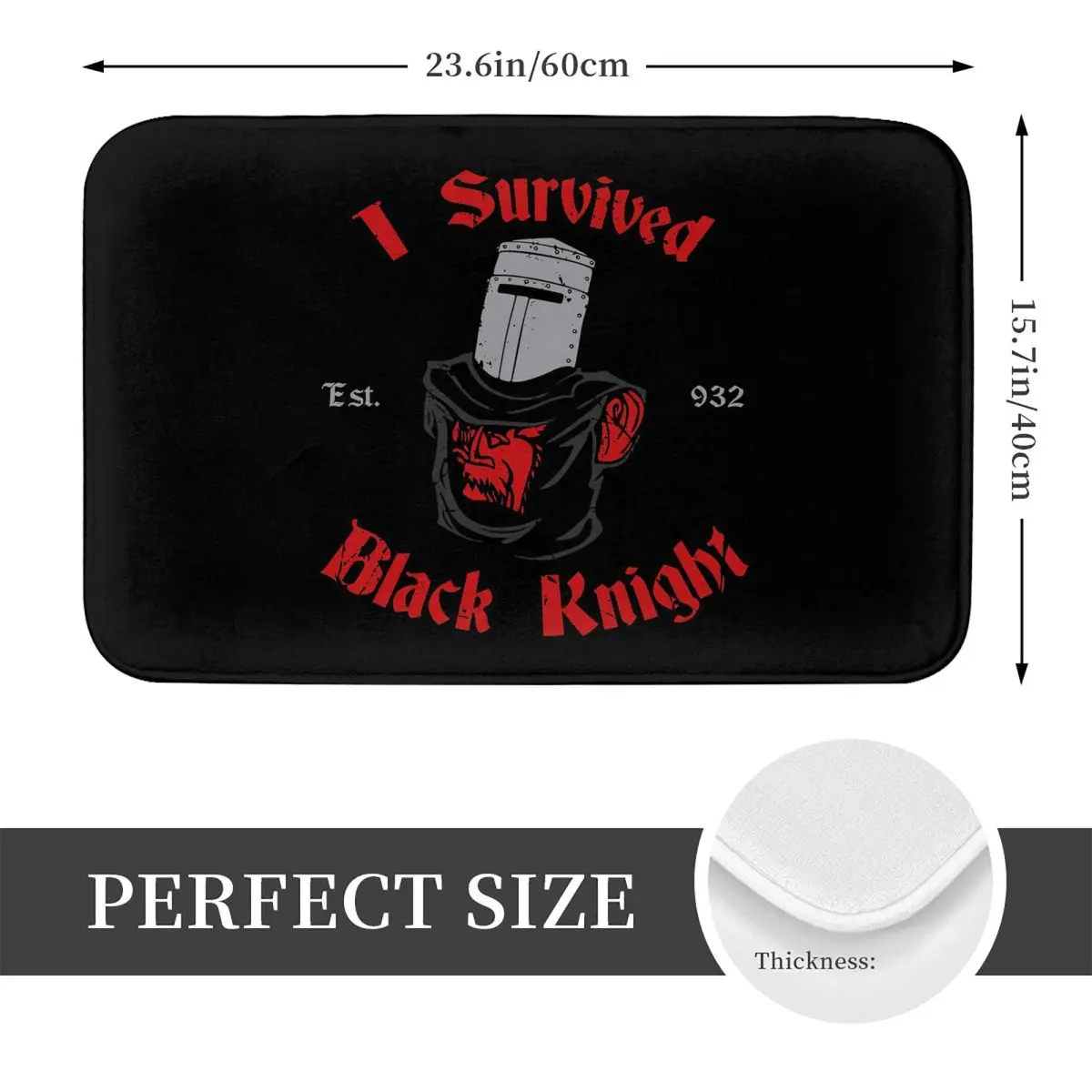 Monty Python I Survived Black Knight Non-slip Doormat Floor Mat Carpet Rug for Kitchen Entrance Home Bedroom Footpad Mats