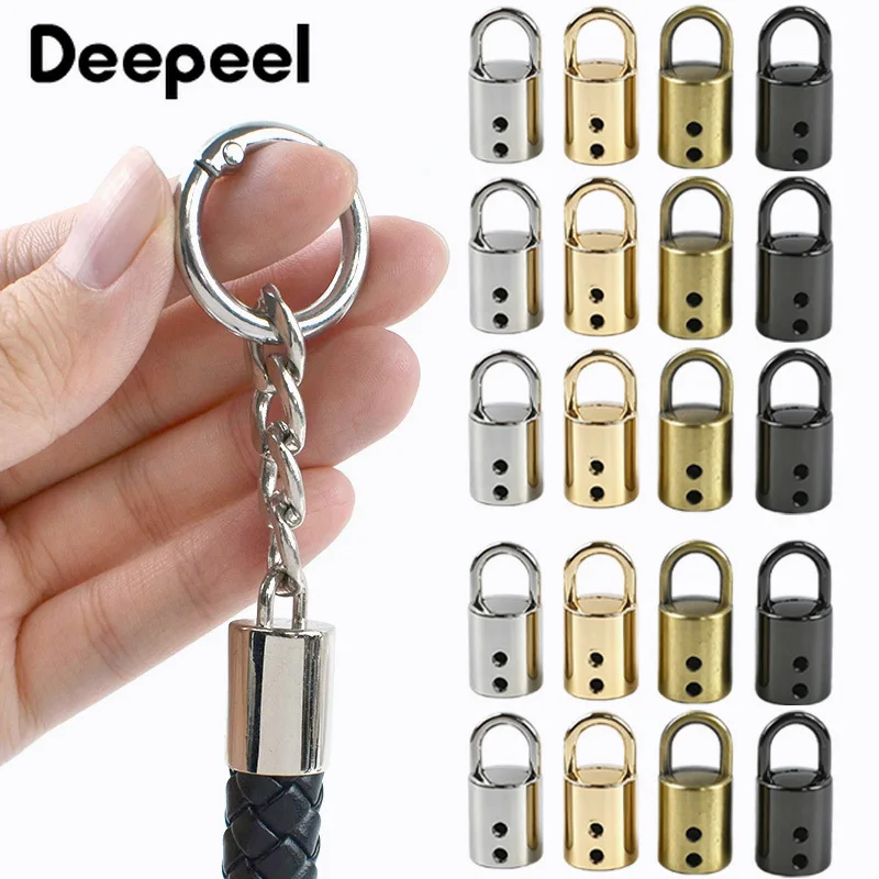 

5-50Pcs 11/14mm Metal Lock Buckles Tassel Cord End Stopper with Loop for Bag Strap Leather Rope Hanger DIY Hardware Accessories