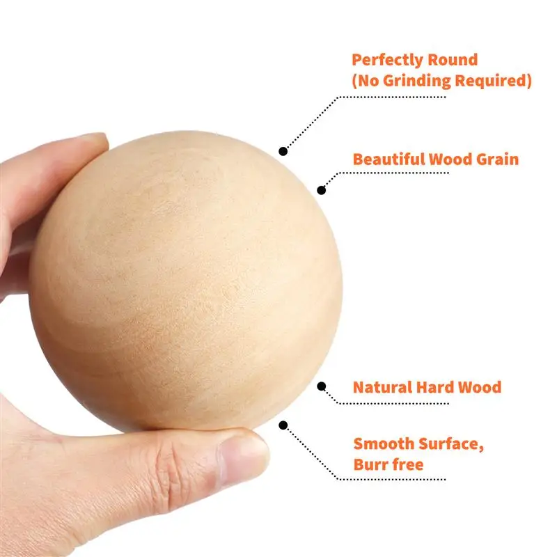 1pc 8/9cm Natural Wood Ball Unfinished Round Ball Spacer Painted Ball No Hole DIY Craft Making Projects Accessories