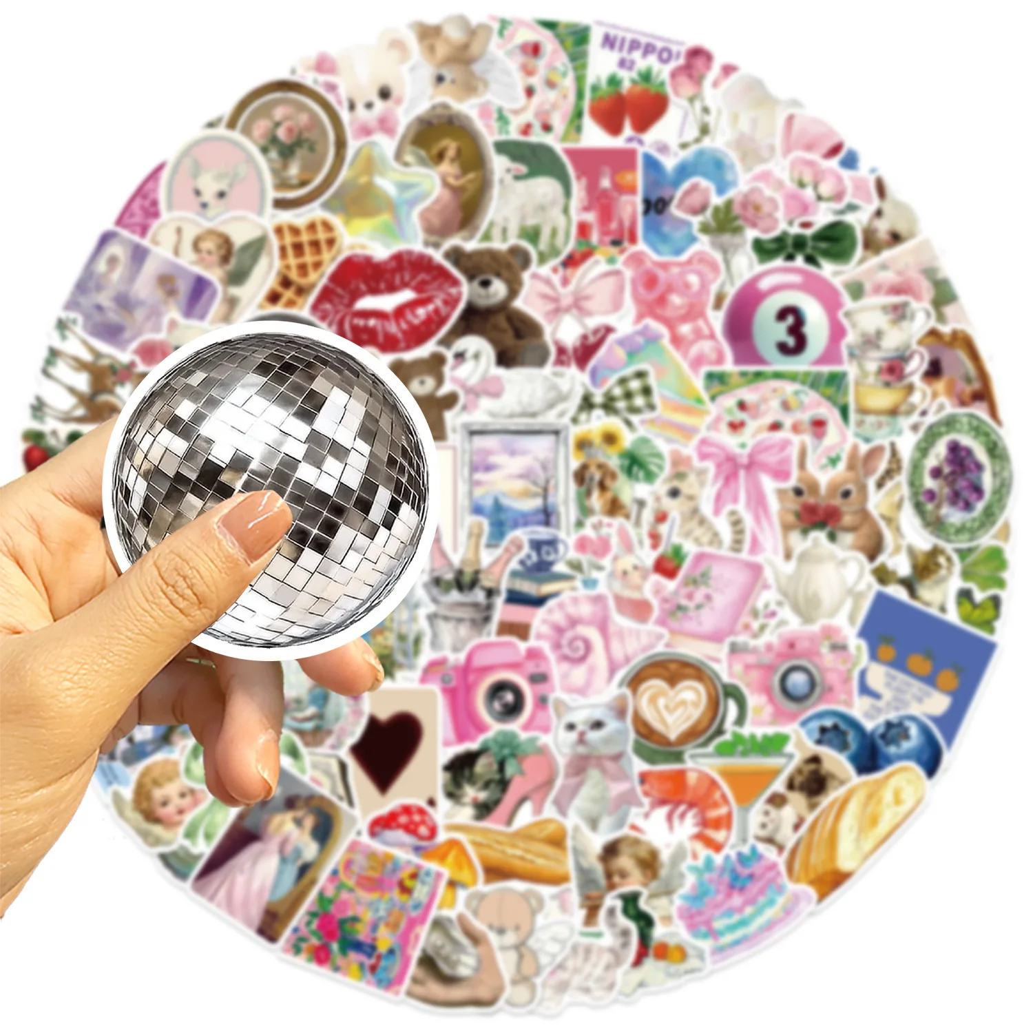 50/100pcs Y2K Girls Pink Aesthetics Graffiti Stickers Phone Guitar Laptop Notebook Suitcase Waterproof Sticker Kids Toys