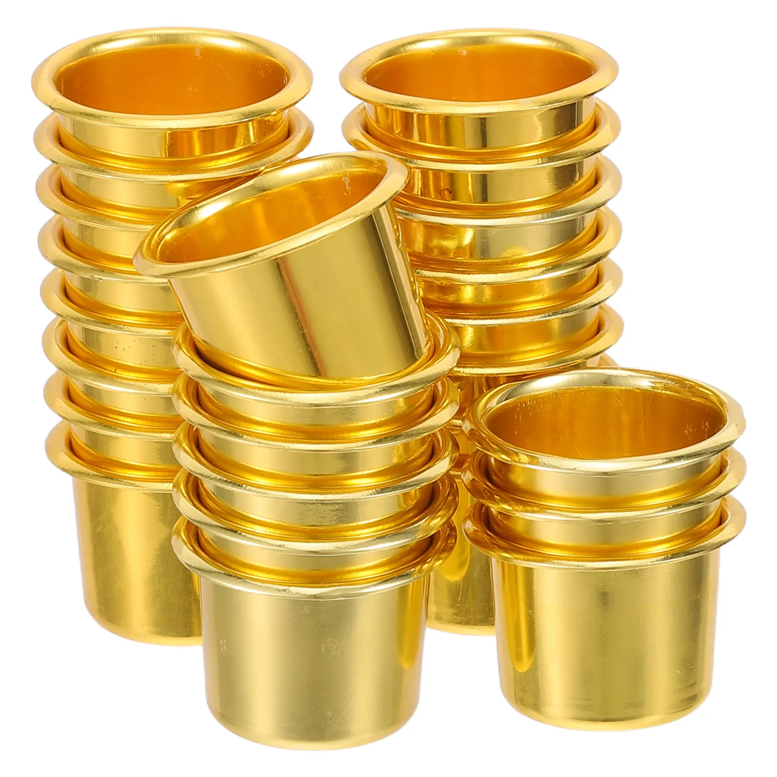 25Pcs Gold Aluminium Holders Cups Wax Catchers for Christmas Wreath DIY Containers Aluminium Tea Light Holders
