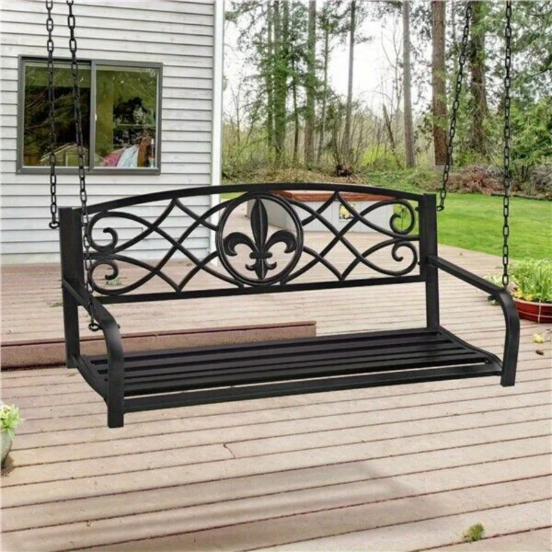 Patio Porch Swing Outdoor Hanging Bench Swing Chair with Chains Yard Park Deck