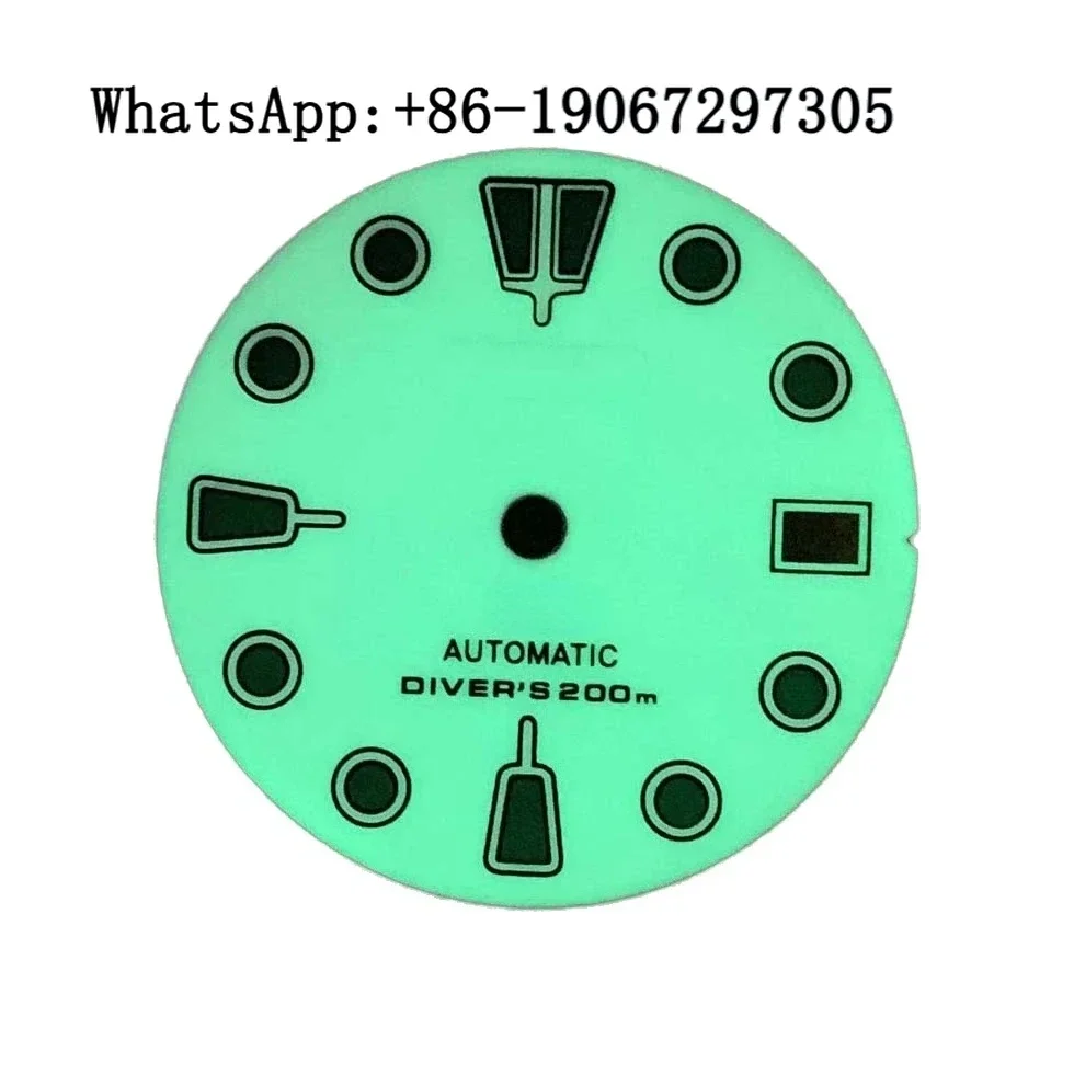 

White Matte Texture Green Lume Diving Watch Dial Suitable for NH35/36 Automatic Movement SKX007 Black Markers Mod Parts