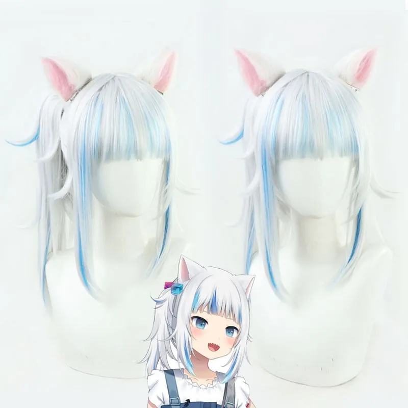 hololive 1e generatie Gawr Gura cosplay pruik, Shark Girl Cat Shark stijl
