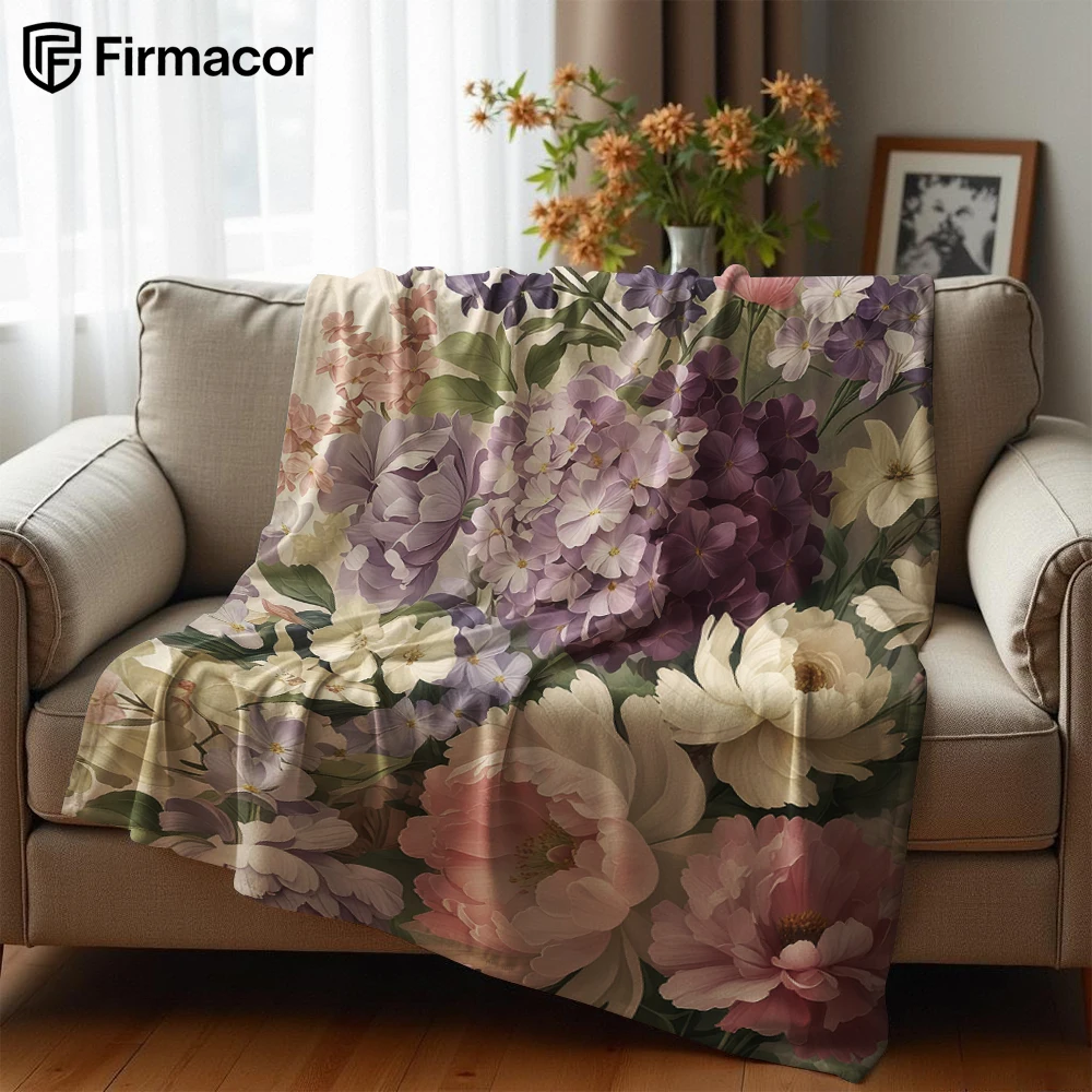 Vintage Bouquet Lightweight Microfiber Soft Christmas Fleece Blanket Warm Cozy Throw for Bed Sofa Office Travel All Season