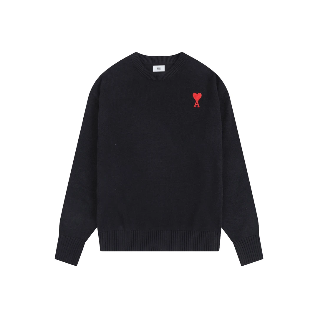AP Small Red Heart A Crewneck Sweater Men Women Classic Embroidery Knitwear Oversized Autumn Winter Wool Pullover Jumper