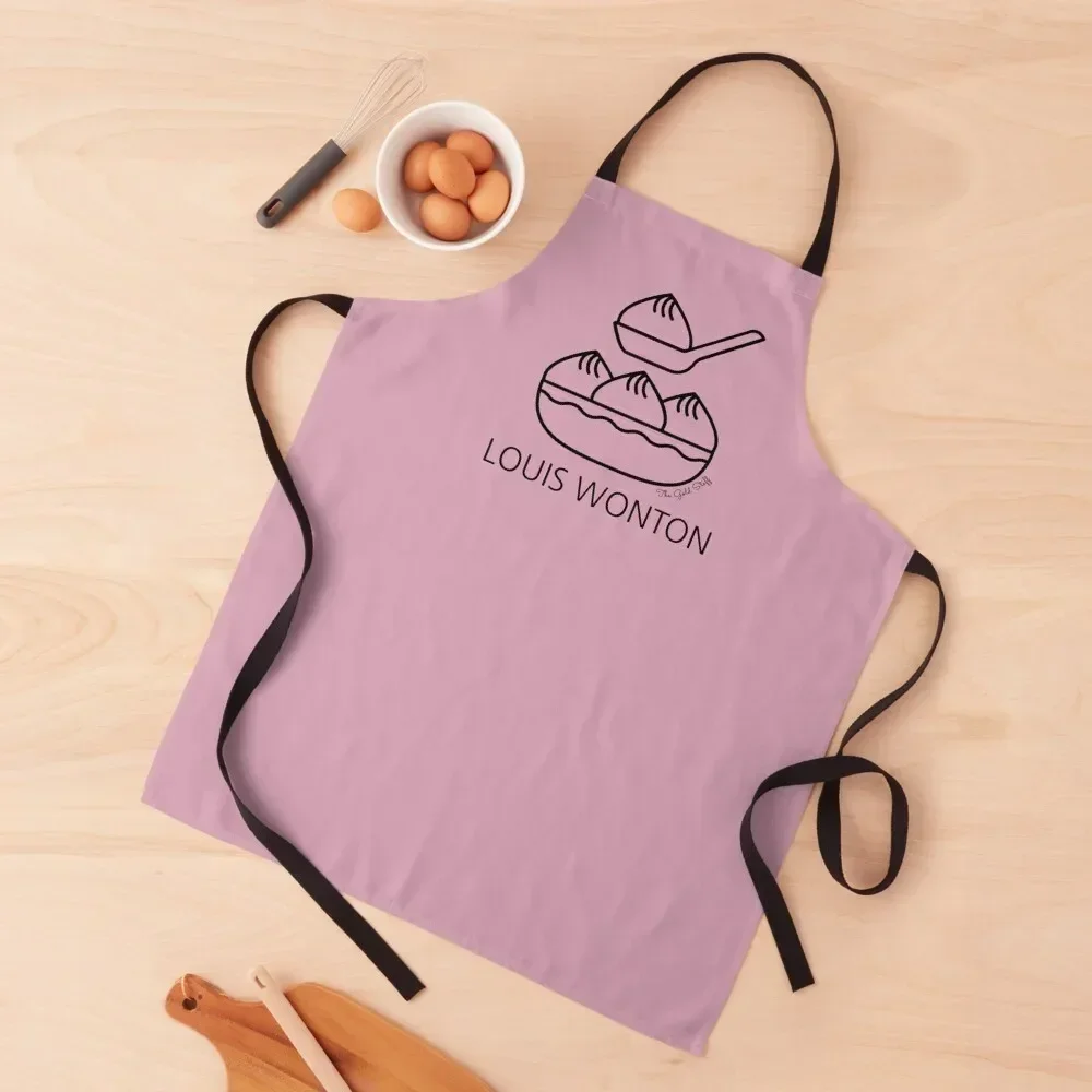 

Louis Wonton (Mauve) x Designer Foodie Puns Apron for kitchen useful Trim Cloth Women Kitchen'S christmas kitchen cloths Apron