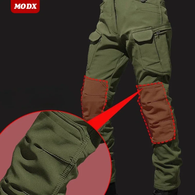 Winter Fleece Soft Shell Taktische Set Männer Multi Tasche Verdicken Jacke + Warme Lange Hosen 2-stück Winddicht Tragen beständig Arbeits Anzug