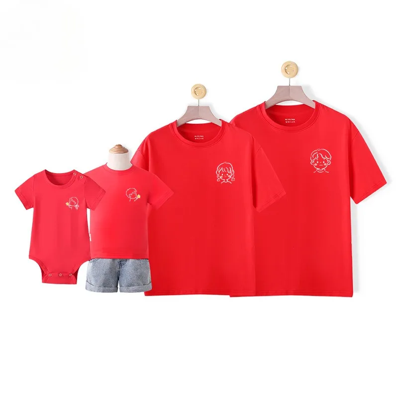 Summer Family Matching Clothes Cotton T shirts Matching Family Outfits Daddy Mommy Daughter Son Short Sleeve Cute Family Look