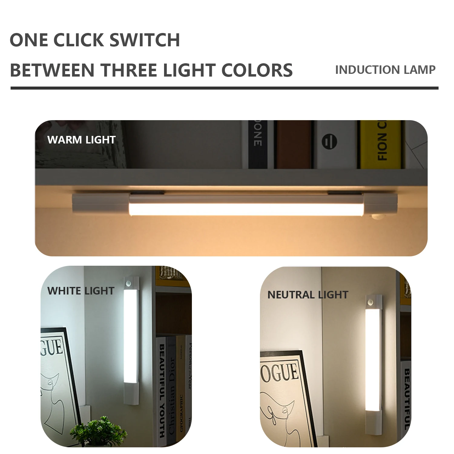 Luces debajo del gabinete, sensor de movimiento con pilas recargable para interiores, armario regulable magnético, inalámbrico debajo del mostrador para kit