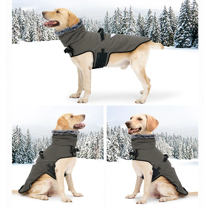 Pet Big Dog Winter Thickened Warm Turtleneck Vest Snowproof Cotton-Padded Dog Fleece Jacket Outdoor Windproof Harness Onesie