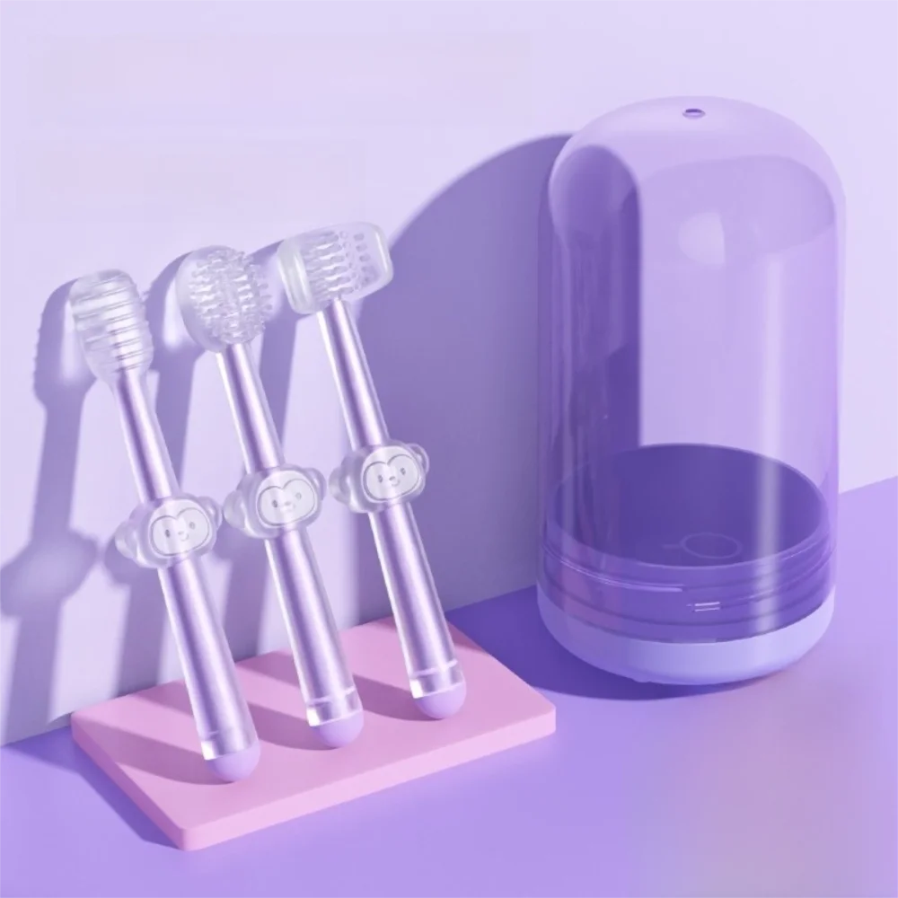 3pcs/set Soft Silicone Toothbrush Easy Clean Safe Oral Cleaner Care Set Multi-Angle Cleaning Milk Teeth Tongue Brush Home Use